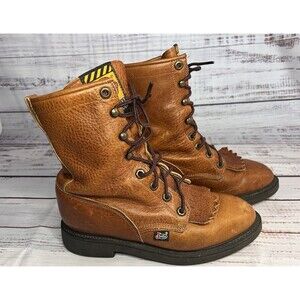 JUSTIN Work Boots USA Men’s 7.5 B Lace-up 762 Copper Caprice Leather Comfort